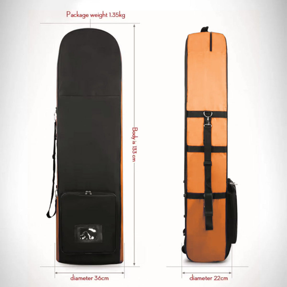 Foldable Padded Protector Golf Travel Bags Flight Airlines Wheels Clubs Range Storage Carry Case Cover Lightweight Orange