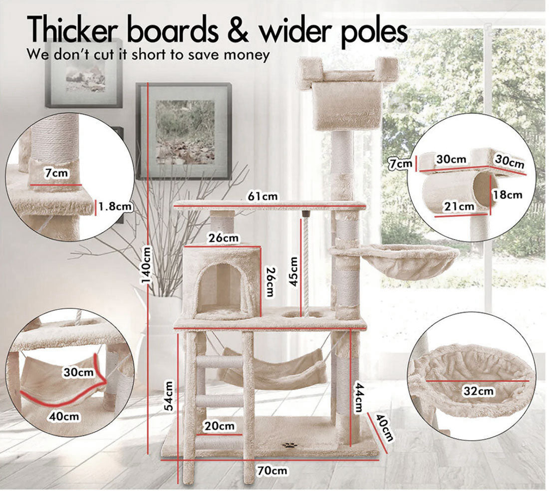 Cat Tree Scratching Post Scratcher Tower Toys Condo House Wood Furniture Bed Stand