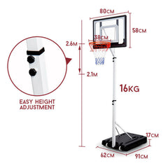 Portable Basketball Hoop Stand System Height Adjustable Net Ring Kids Junior