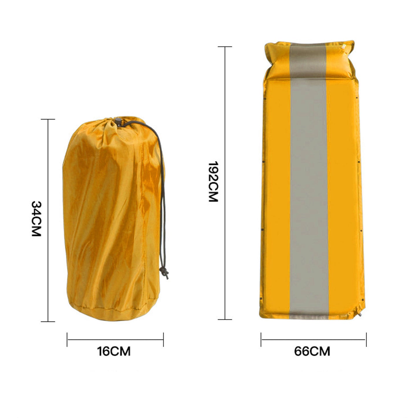 Self Inflating Mattress Sleeping Mat Air Bed Camping Camp Hiking Joinable Pillow - orange