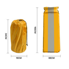 Double Self Inflating Mattress Sleeping Mat Air Bed Camping Camp Hiking Joinable Pillow - orange