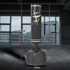 170cm Heavy Boxing Punching Bag Sandbag Free Standing Speed Dummy GYM Kick Training Stand - black