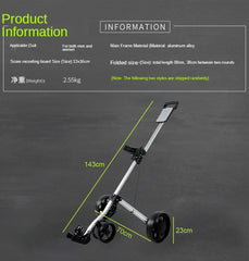 4 Wheels Foldable Aluminum Golf Club Buggy Trolley Cart Push Pull Footbrake Accessories