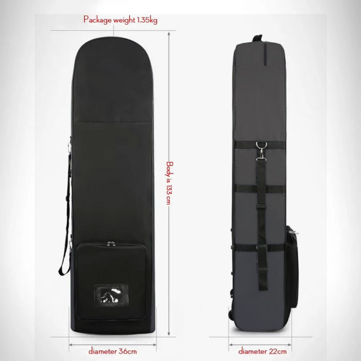 Foldable Padded Protector Golf Travel Bags Flight Airlines Wheels Clubs Range Storage Carry Case Cover Lightweight Black