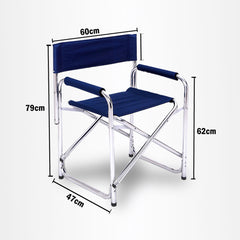 Directors Aluminium Folding Chair Camping Picnic Director Fishing Foldable - blue