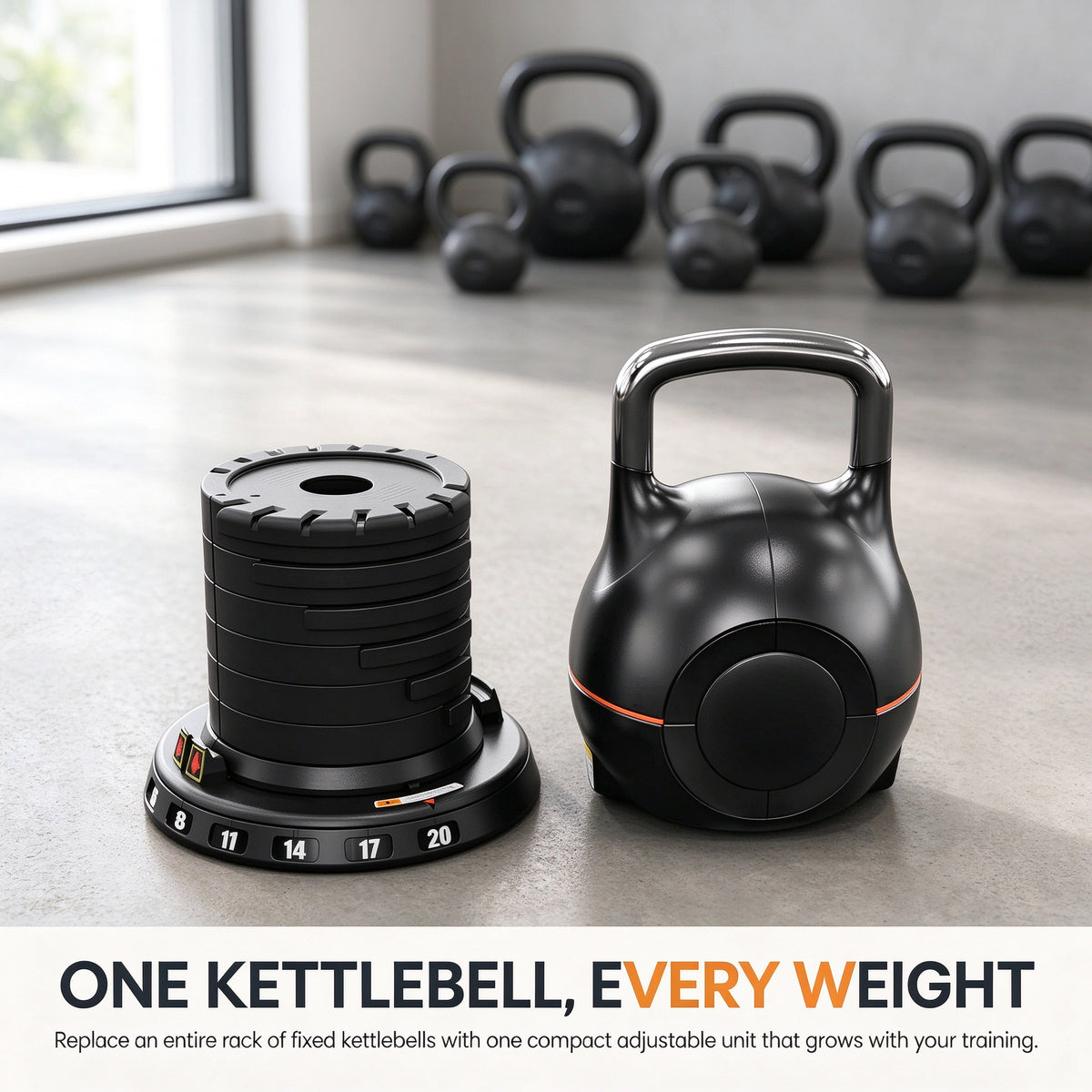 20kg Adjustable Kettlebell 7 in 1 Quick Weight Change Selection Home Gym Fitness Training
