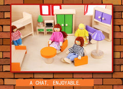Wooden 3 Level DIY Dolls Doll House Girls Kids Pretend Play Toys Furniture Set Kit