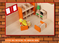 Wooden 3 Level DIY Dolls Doll House Girls Kids Pretend Play Toys Furniture Set Kit