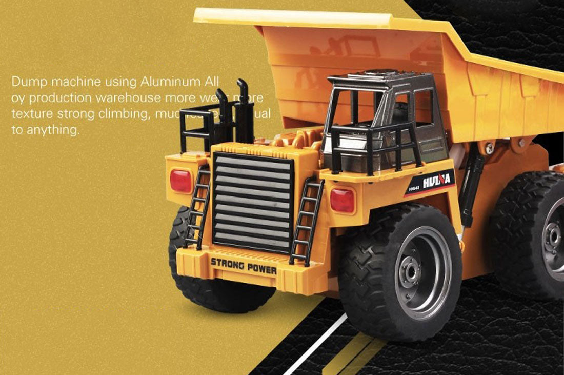 HUINA 2.4G RC 6 Channel 1:18 Alloy Remote Control Dump Truck Loader Toy Car Engineering Kids