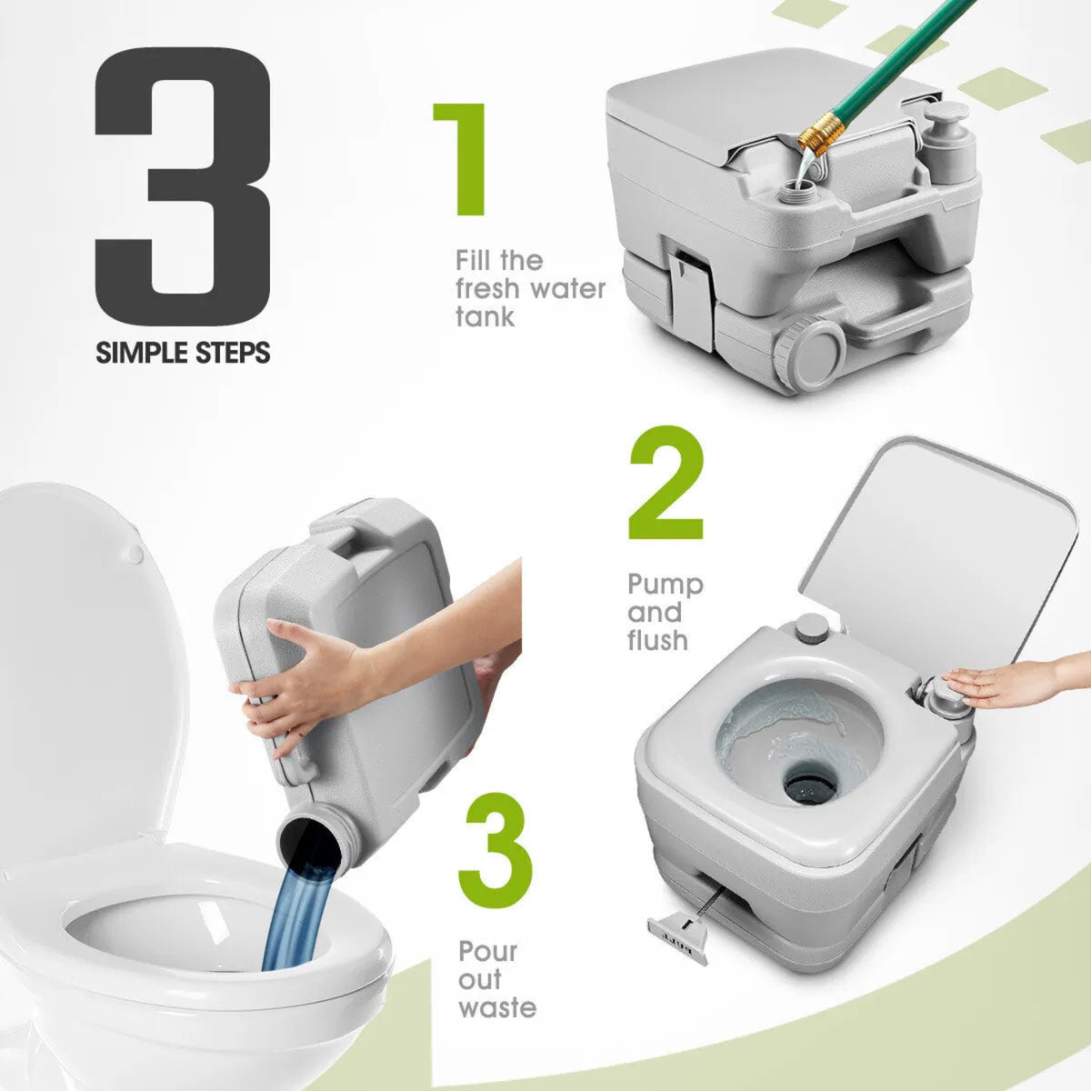 10L Outdoor Portable Camping Travel Toilet Flushable Potty Camp Caravan Boating