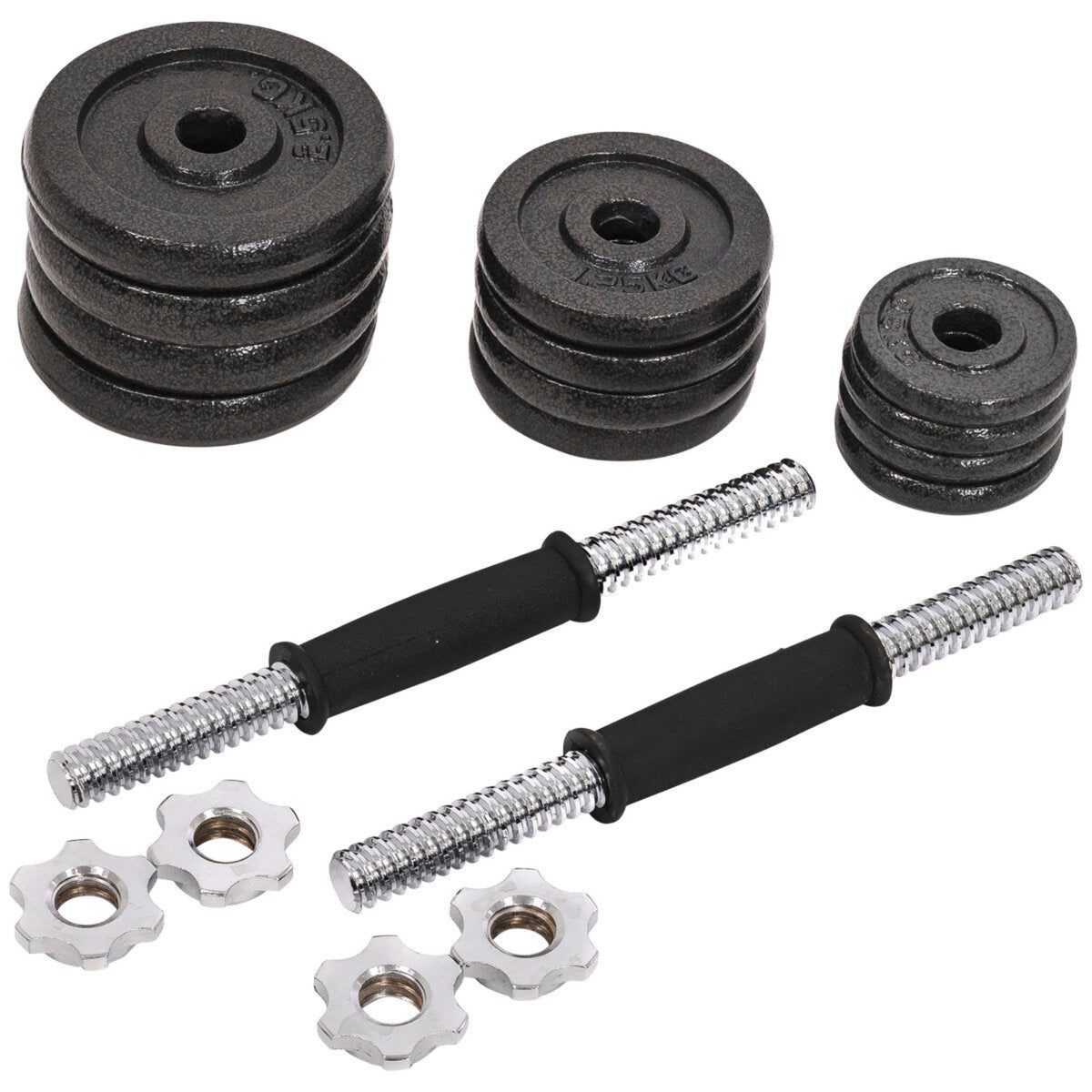 30KG Cast Iron Dumbbell Set Weight Dumbbells Home Gym Training Fitness BarBell Case