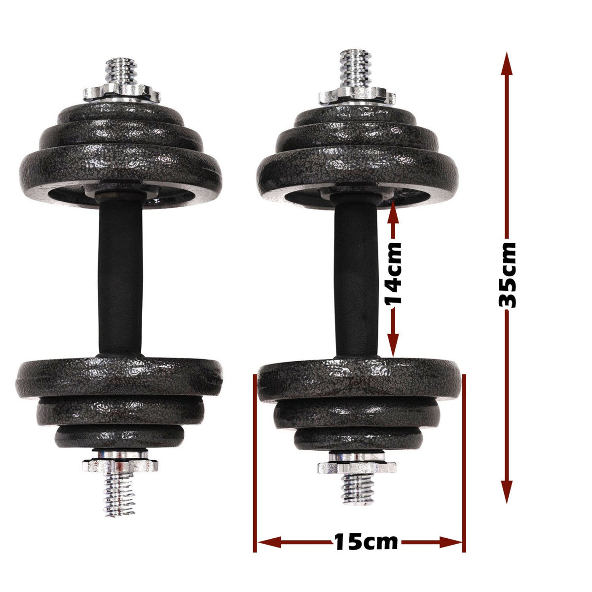 30KG Cast Iron Dumbbell Set Weight Dumbbells Home Gym Training Fitness BarBell Case