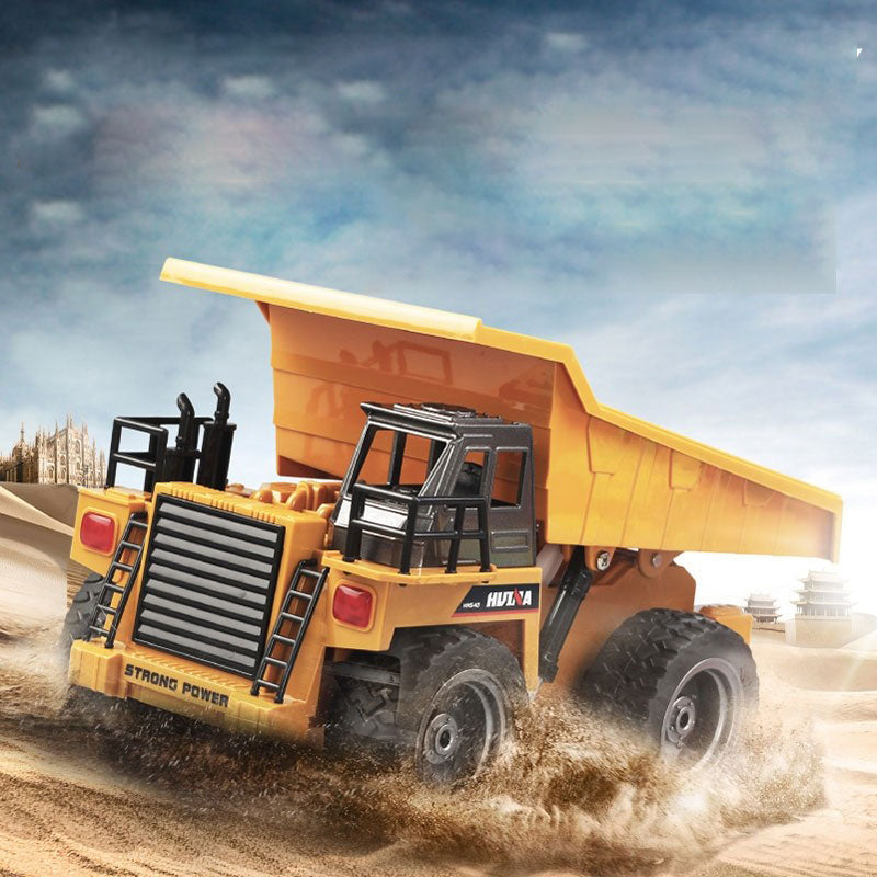 HUINA 2.4G RC 6 Channel 1:18 Alloy Remote Control Dump Truck Loader Toy Car Engineering Kids