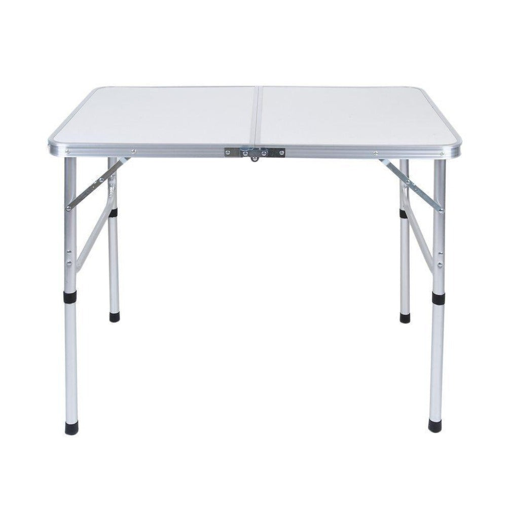 Aluminium Folding Portable Garden Camping Picnic BBQ Table Height Adjustable 90 x 60 cm - white