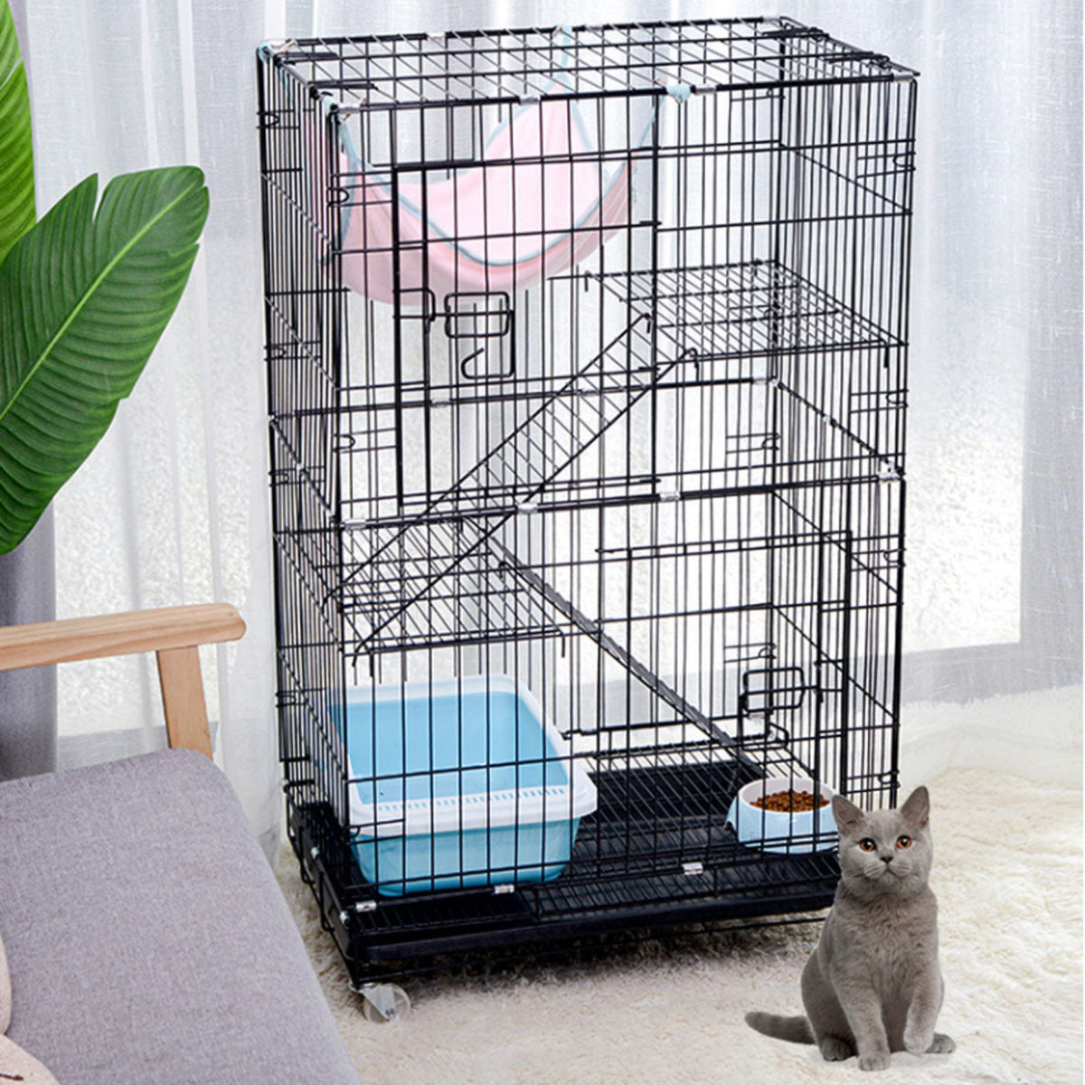 3 Level Rabbit Bird Cage Ferret Parrot Aviary Cat Rat Aviary Budgie Hamster Pet Cages Castor XL