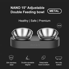 Petkit Fresh Nano 15 Degree adjustable Pet Cat Dog Elevated Stainless Steel Feed Feeding Double Bowl