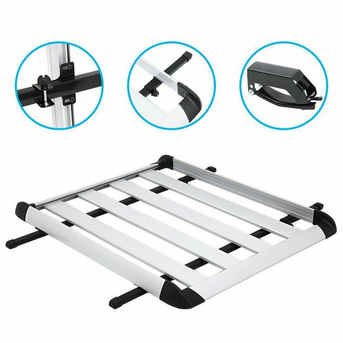 1.4M Aluminium Alloy Car 4WD 4x4 Roof Rack Basket Cargo Luggage Carrier Box Bars - silver