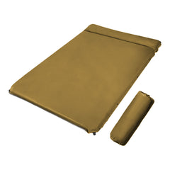 Double Self inflating Suede Mattress Mat Sleeping Pad Air Bed Camping Hiking - beige