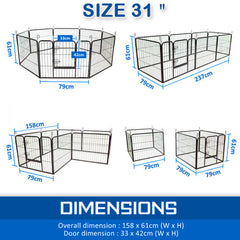 Extra Heavy Duty 8 Panel Pet Playpen Dog Cage Puppy Exercise Crate Enclosure Rabbit Fence