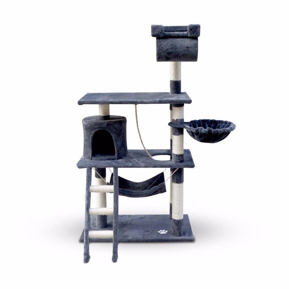 158cm Cat Tree Scratching Post Scratcher Pole Gym Toy House Furniture Multilevel - grey