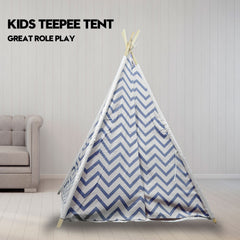 Giant Cotton Canvas Kids Teepee Wigwam Children Pretend Play Tent Indoor Outdoor Party - navy