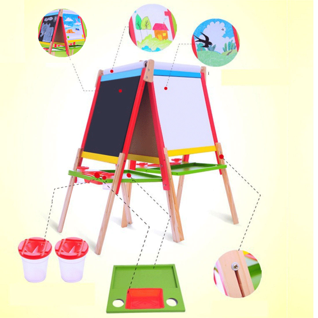 Kids Easel Art Children Whiteboard Blackboard Stand Wood Magnetic Drawing Board