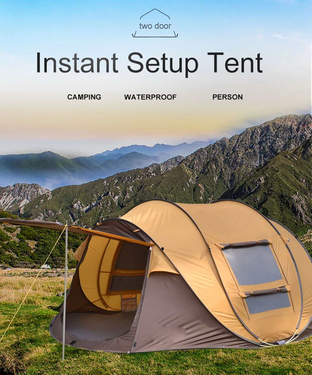 Waterproof Instant Beach Camping Tent 6 Person Pop up Tents Family Hiking Dome