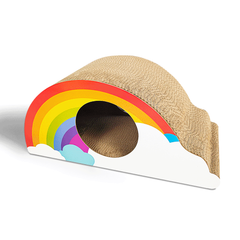 ZODIAC Rainbow Cat Kitten Corrugated Cardboard Scratcher Tunnel Climbing Frame