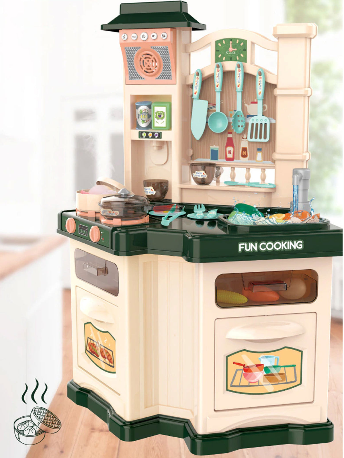Kids Pretend Role Play Toy Kitchen Cooking Children Toddler Food Home Cookware Set