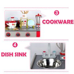 Wooden Kids Kitchen Pretend Play Set Toy Toddler Children Cooking Home Cookware