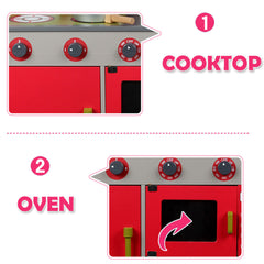 Wooden Kids Kitchen Pretend Play Set Toy Toddler Children Cooking Home Cookware