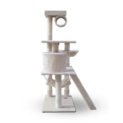 158cm Cat Tree Scratching Post Scratcher Pole Gym Toy House Furniture Multilevel - beige
