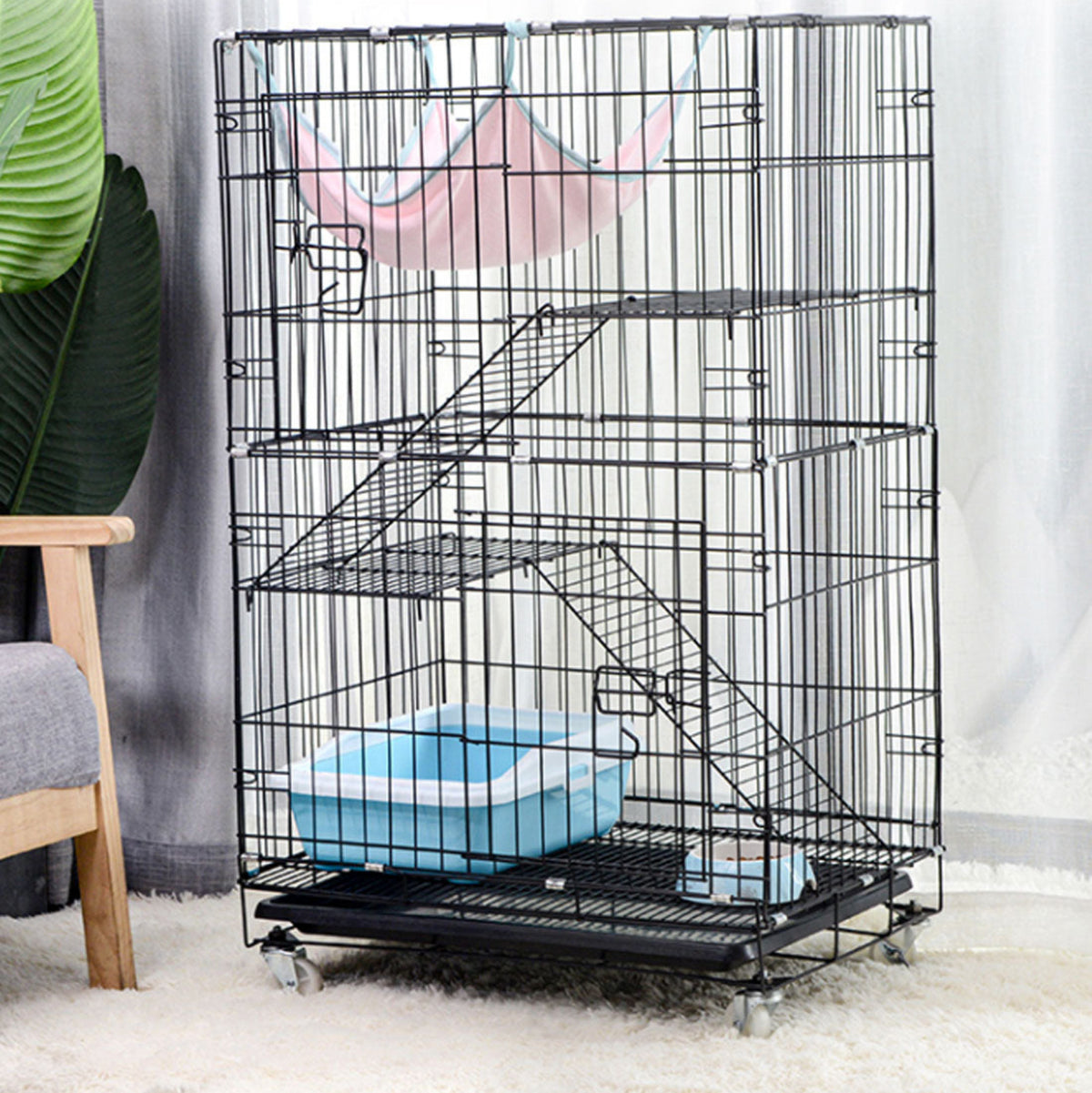 3 Level Rabbit Bird Cage Ferret Parrot Aviary Cat Rat Aviary Budgie Hamster Pet Cages Castor Wheel
