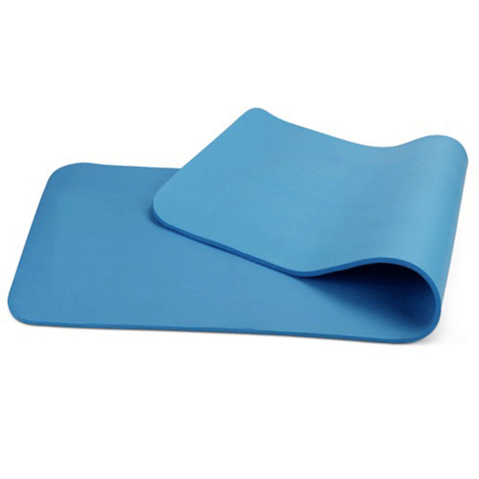 Blue yoga mat on a white background