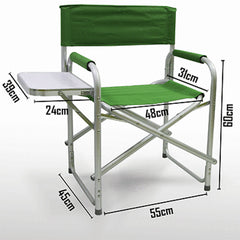 Directors Aluminium Folding Chair Camping Picnic Director Fishing w/ Table - green