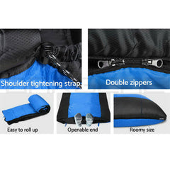 Outdoor Camping Envelope Sleeping Bag Thermal Tent Hiking Compact Double -10°C - blue