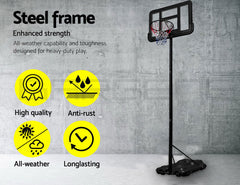 Basketball Hoop Stand System Portable Adjustable Height Ring Backboard Net Rim