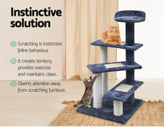 100cm Cat Tree Scratching Post Scratcher Pole Toy House Furniture Tower Condo - Grey