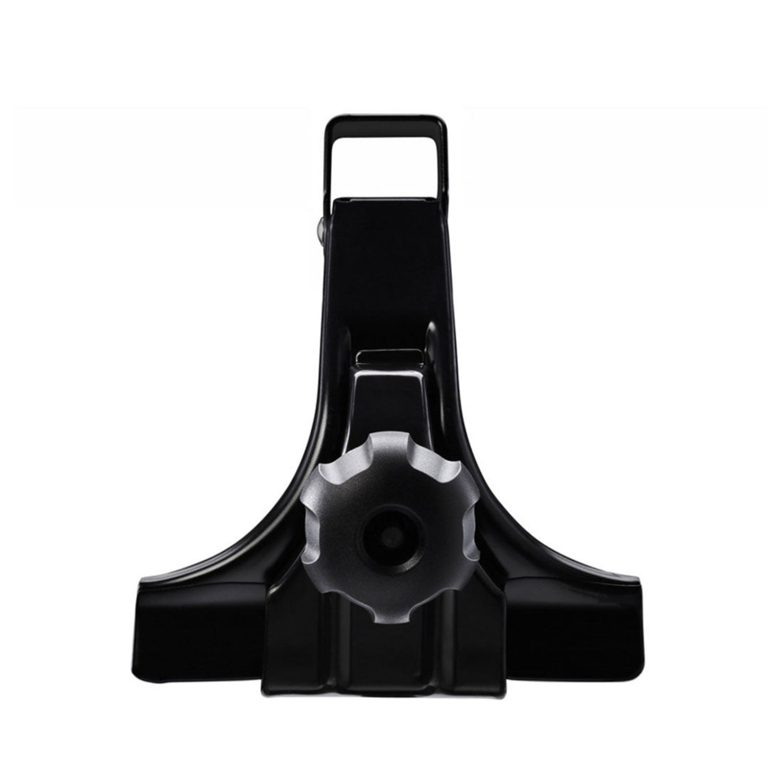 Black snow shovel on a white background