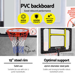 Adjustable Portable Height Kids Basketball Stand System Net Rim Ring Hoop Set