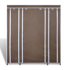 Large Space Storage Portable Bedroom Double Wardrobe Stable Easy Assemble - brown