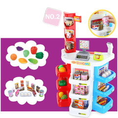 Kids Supermarket Store Food Pretend Role Play Set Cash Shopping Trolley Toys