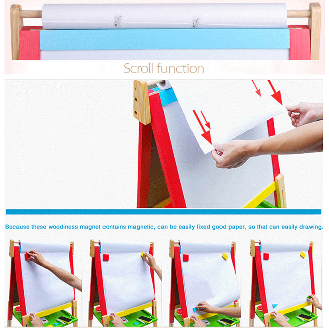 Kids Easel Art Children Whiteboard Blackboard Stand Wood Magnetic Drawing Board