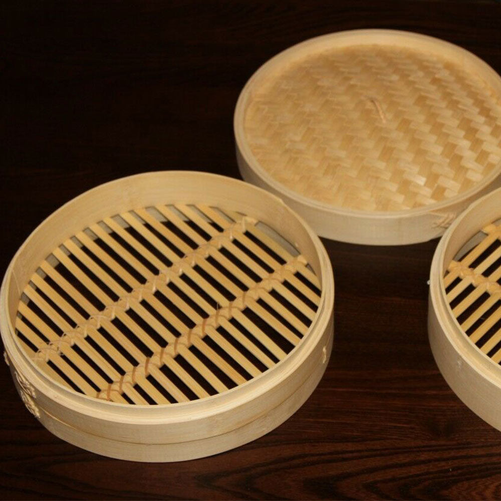 Bamboo Steamer Set-2 Steamer Baskets With 1 Lid