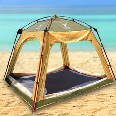 4 - 6 Person Man Family Camping Dome Tent Canvas Swag Hiking Beach Shade Shelter - green