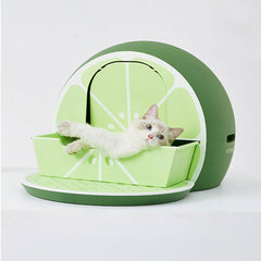 Vetreska Fruity Portable Cat Kitty Toilet Litter Box Tray House Lid Scoop Set Lime