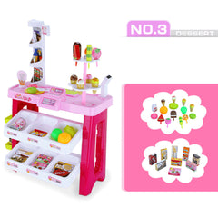 Kids Supermarket Pretend Play Ice cream Dessert Shop Toys Set Scanner Register
