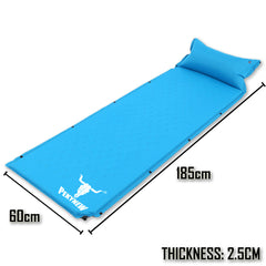 Double Air Bed Self Inflating Mattress Sleeping Mat Camping Camp Hiking Joinable - blue