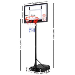 Adjustable Portable Height Kids Basketball Stand System Net Rim Ring Hoop Set