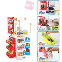 Kids Supermarket Store Food Pretend Role Play Set Cash Shopping Trolley Toys